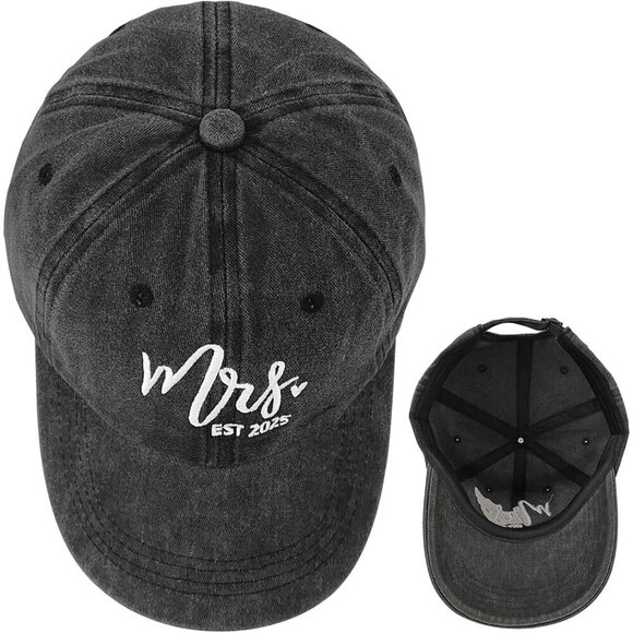Mrs Embroidered Cotton Baseball Cap for Wedding Bridal Shower Honeymoon main image 4